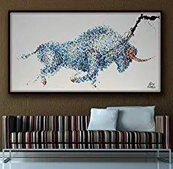 Animal Bull Painting 67” Handmade Oil Painting