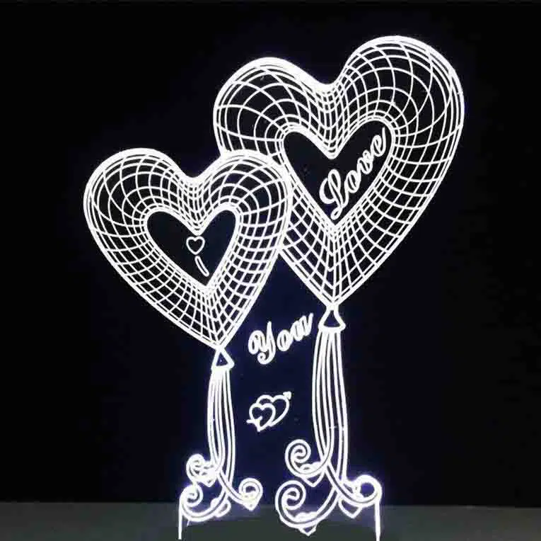 3D Heart Shaped Balloons Lamp