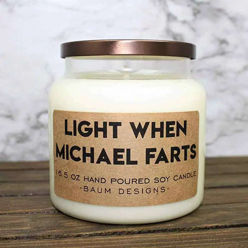 Funny personalized candle when he she farts