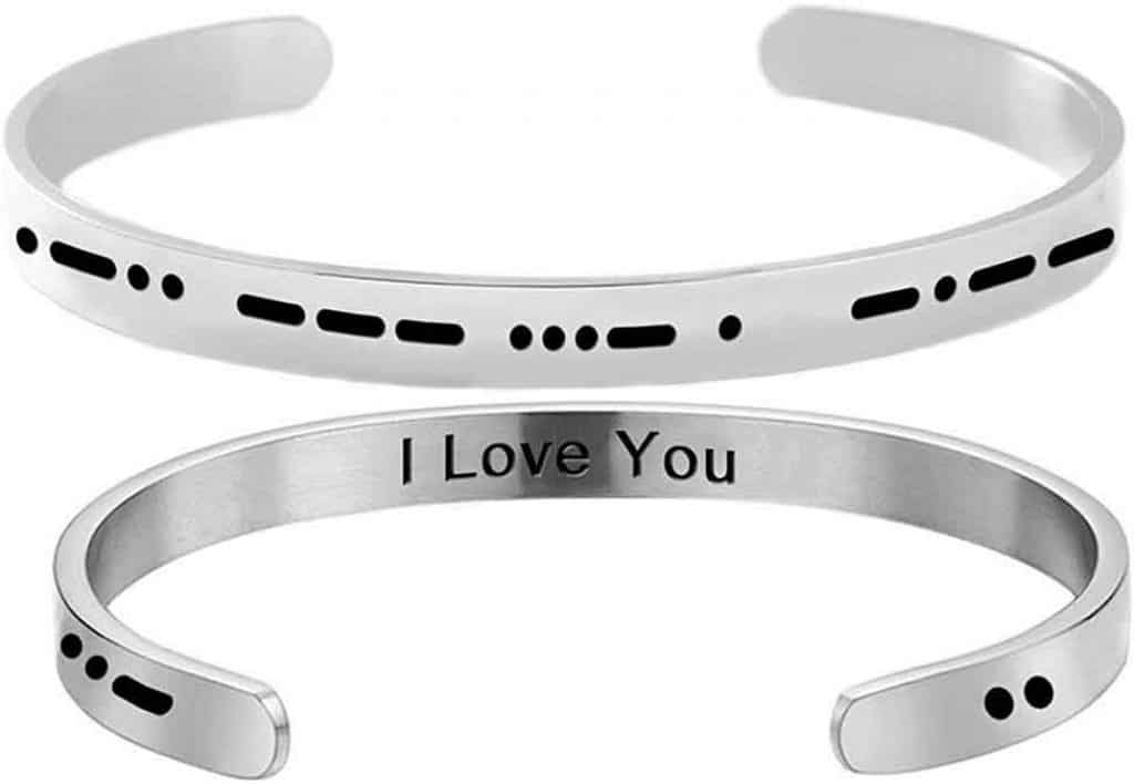 Morse Code Bracelet that says I Love You