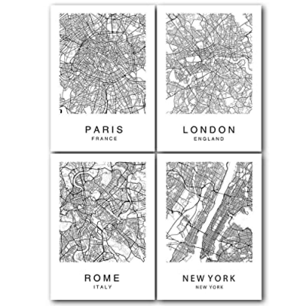 4 City Custom Map Wallart