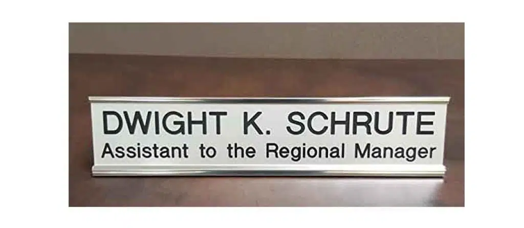 Assistant to the regional manager plate