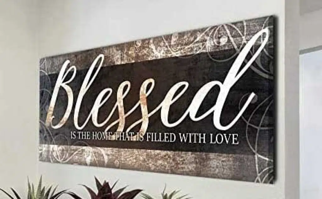 Blessed Home Quote Wooden Canvas