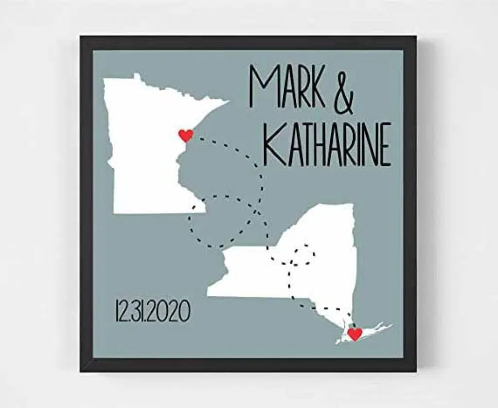 Personalized State Map Frame Art