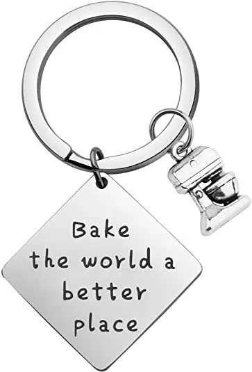 Bake the world a better place keychain