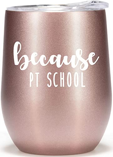 Because PT School Funny Wine Glass