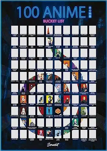 Top 100 Anime Scratch-Off Poster
